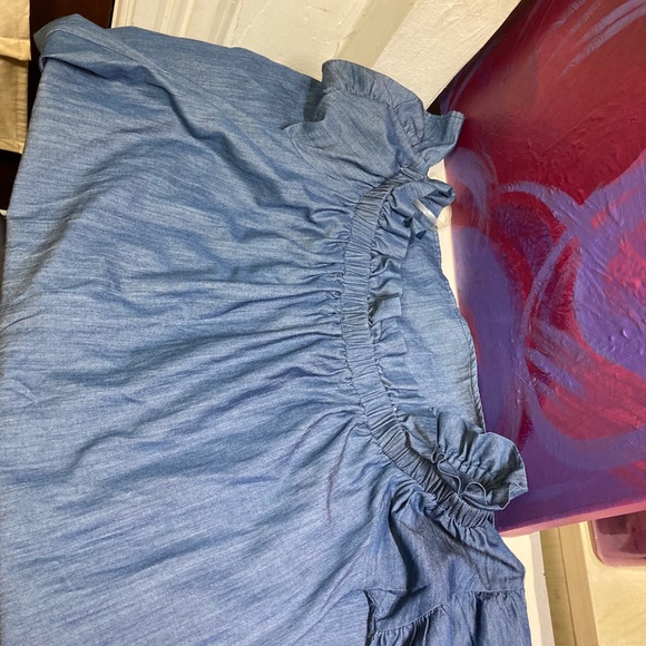 Altar’d State Jean color dress off shoulder cotton - Picture 6 of 8